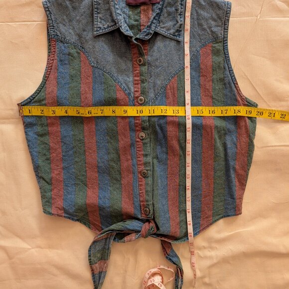 Vintage Western Striped Tie-Front Vest (large) - Picture 4 of 4
